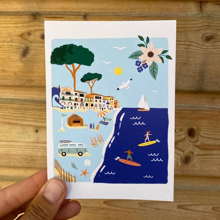 Cartolina illustrata di Hossegor e la Côte Landaise per la vendita all'ingrosso da parte di SLOWING OUT