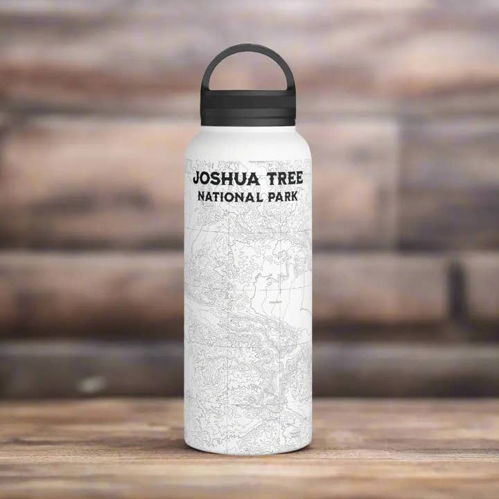 Joshua Tree National Park Topographic Stainless Steel Water Bottle Handle Lid California for wholesale by Parks Apparel