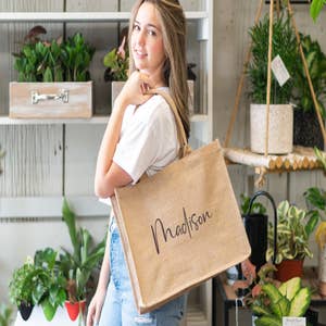 Personalized Canvas Market Tote Monogrammed Canvas Tote Bag 