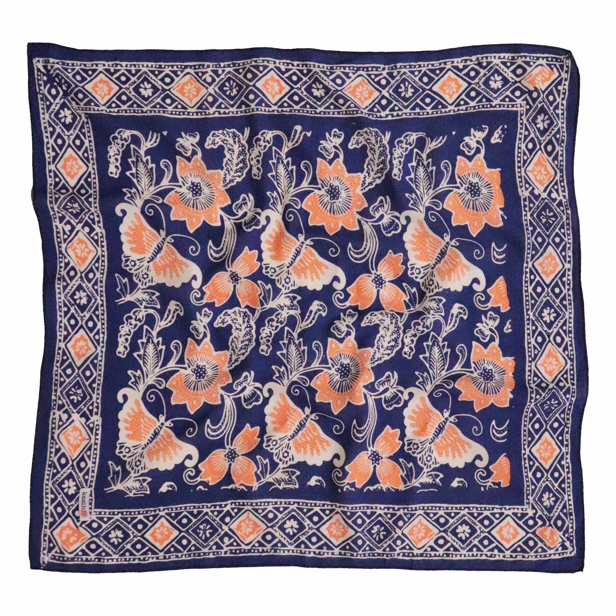Kasih Co-op - Wholesale Bandana - Women's - Hand Dyed Batik Bandana, 100% Soft Cotton, Passion Flutter, Blue, Peach3