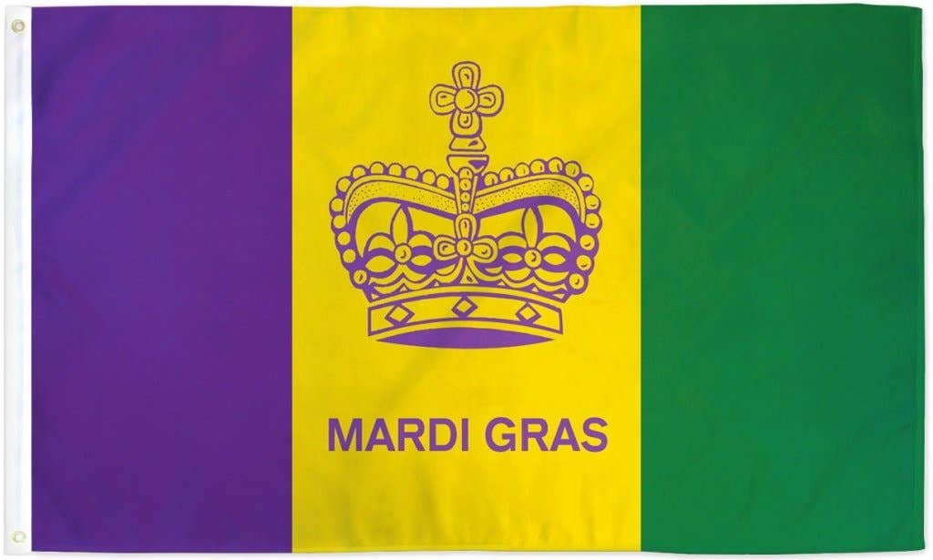 Flags Importer – wholesale Flag – Mardi Gras (Crown) Flag 3x5ft Poly1