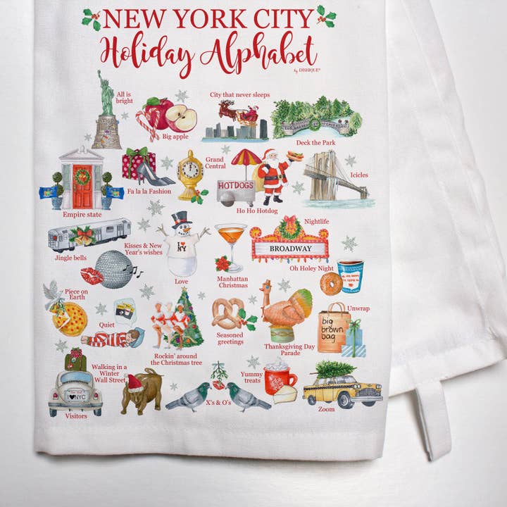 New York City Holiday Alphabet Bar Towel for wholesale by Dishique