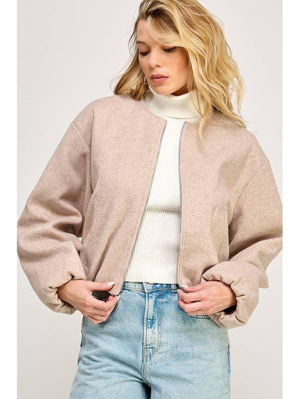 Miss Love - Wholesale Bomber Jacket - Women's - SOFT POCKETED BUBBLE BOMBER JACKET