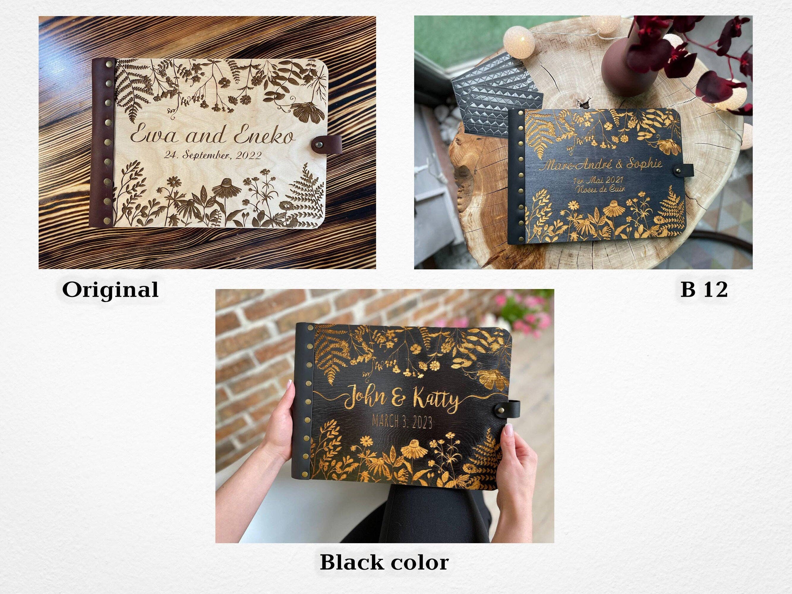 Cherish Deal - Wholesale Guest Book - Wooden Floral Guest Book with Wildflowers, Photo Album8