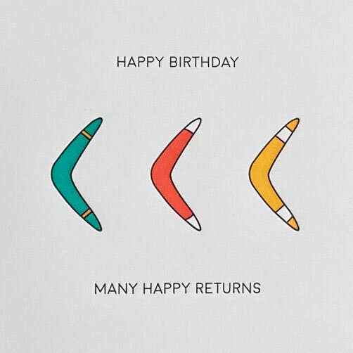 Quick Brown Fox Letterpress - Venta al por mayor Tarjetas de cumpleaños - Tarjeta de cumpleaños con forma de boomerang, divertida tarjeta de cumpleaños con tipografía