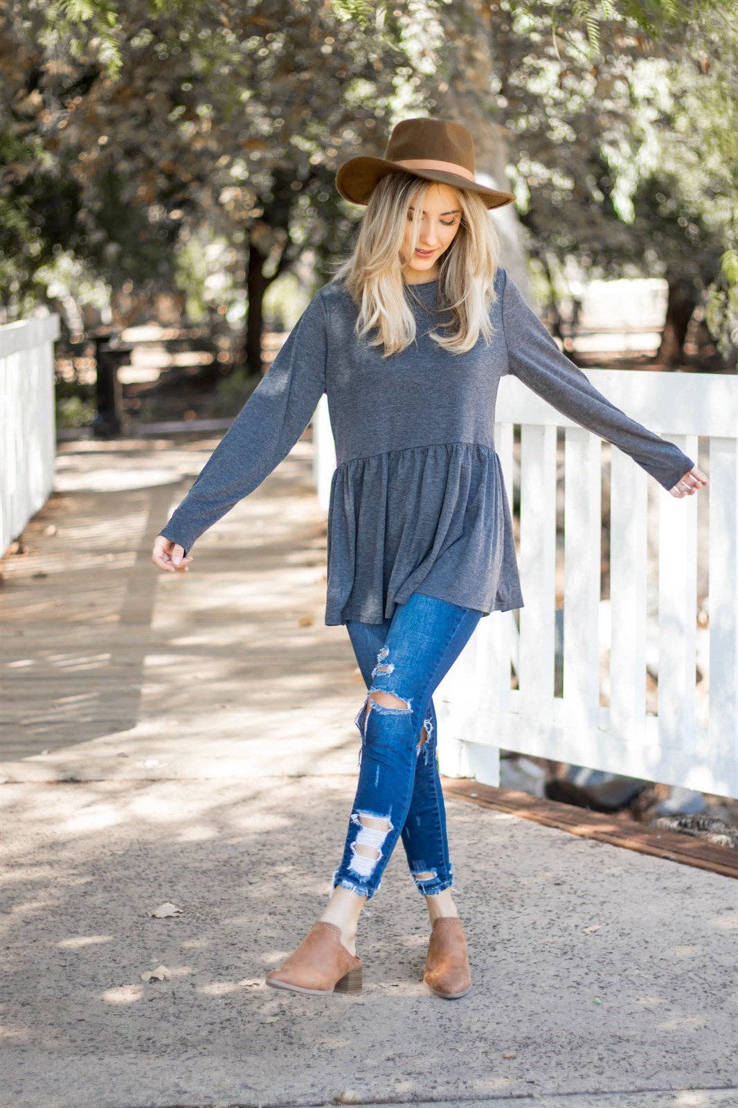 Tickled Teal - Vendita all'ingrosso Tunica - Donna - Top Peplum Evelyn a maniche lunghe10