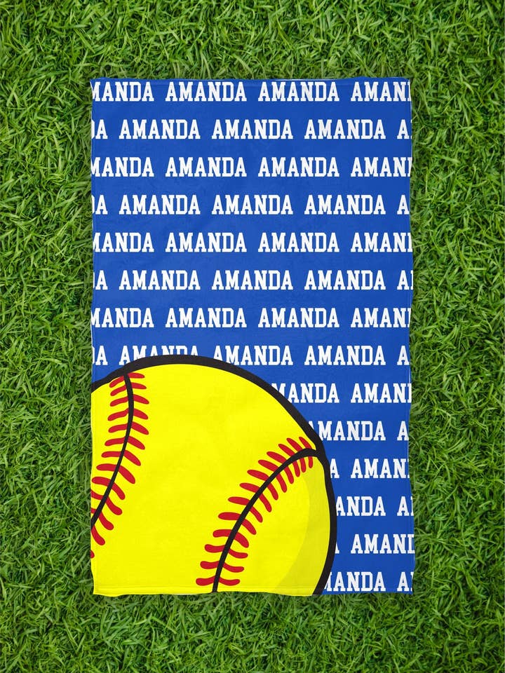 Softball Name Repeat Custom Rally Towel (RT1007) for wholesale by Hustle+Heart