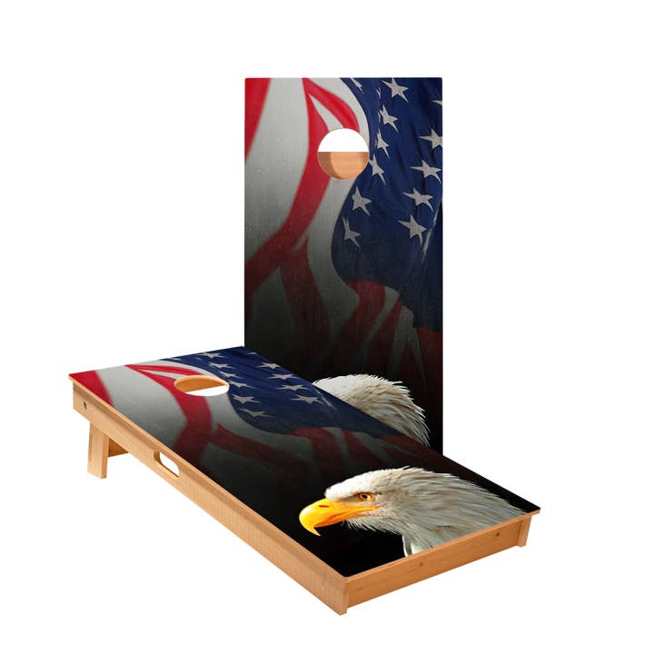 Cloth American Flag With Eagle Star Cornhole Boards for wholesale by American Cornhole Association