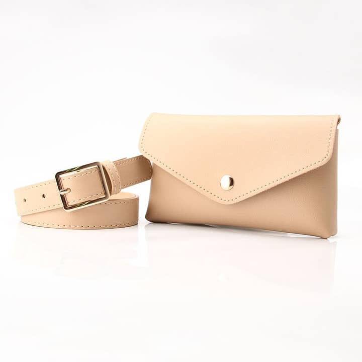 JOSSLYN by wall to wall - Wholesale Belt Bag - Unisex - FAUX LEATHER SLIM ENVELOPE POUCH WAIST BELT BAG | 40BT6468
