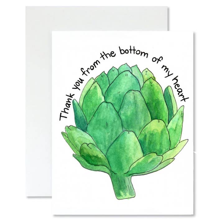 Thank you from the bottom of my heart (artichoke) Card for wholesale by Mabel Paper Co.