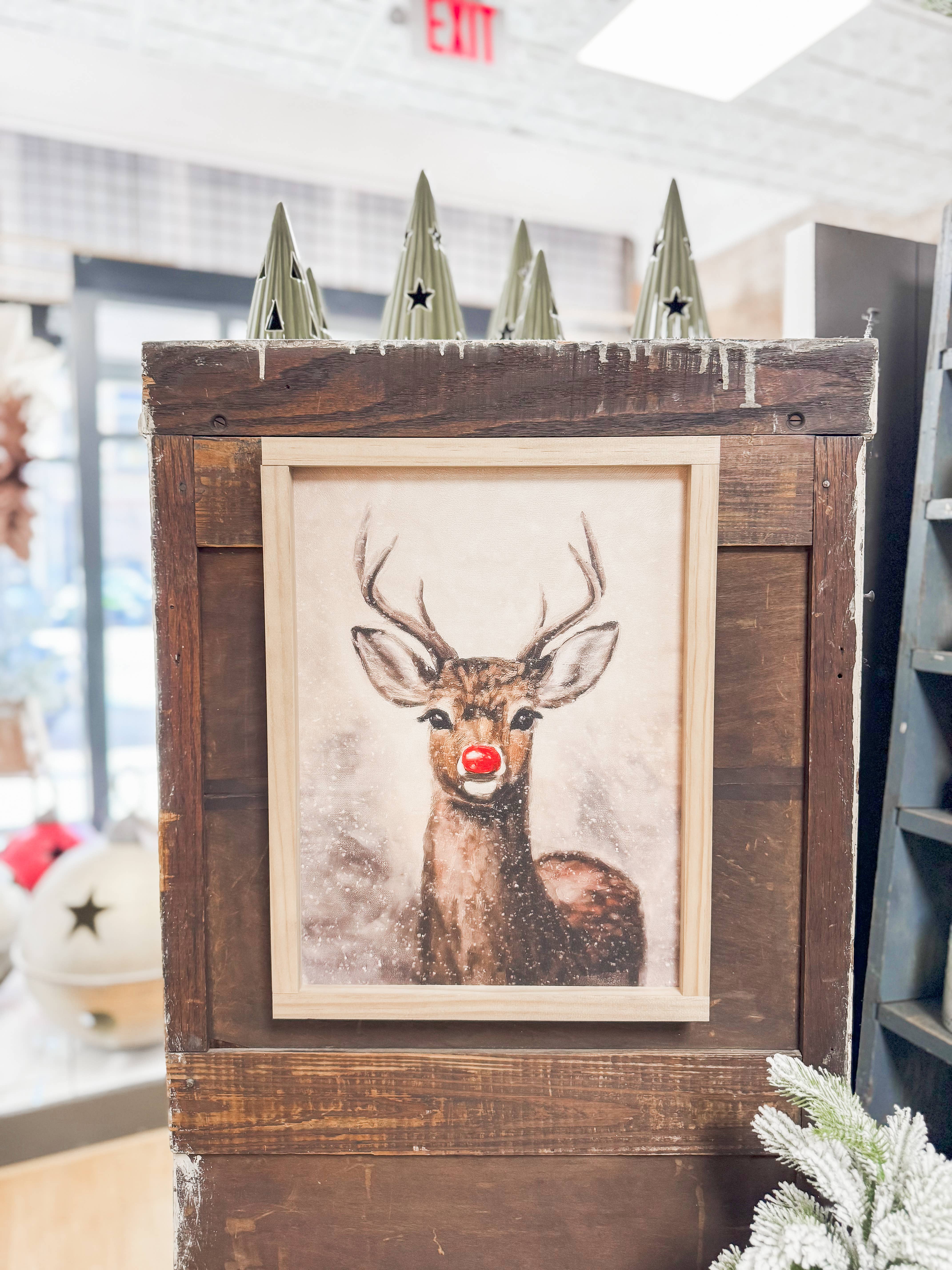 Lily and Sparrow - Wholesale Christmas Wall Art - Rudolph Vintage Print | Christmas Decor