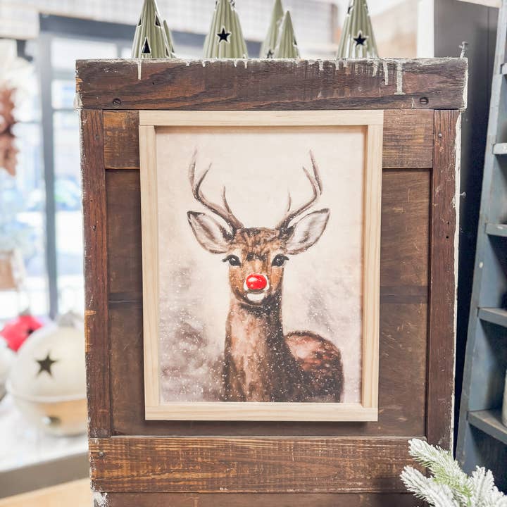 Lily and Sparrow - Wholesale Christmas Wall Art - Rudolph Vintage Print | Christmas Decor0