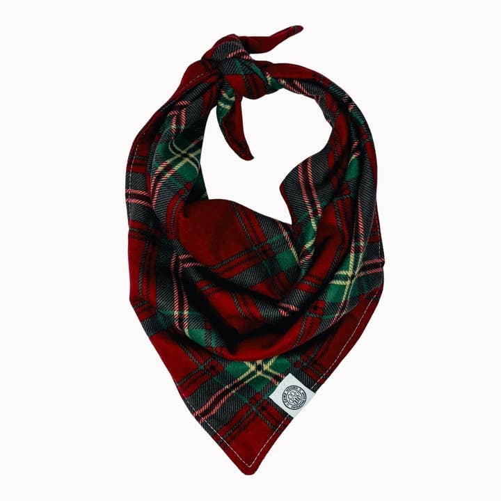 Nick Dog Bandana | Christmas Holiday Plaid Flannel Pet Scarf for wholesale by Camp Hound