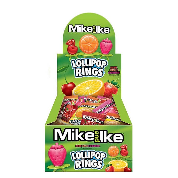 Bagues sucettes Mike and Ike (boîte de 24) pour la vente par Pops Distro Inc