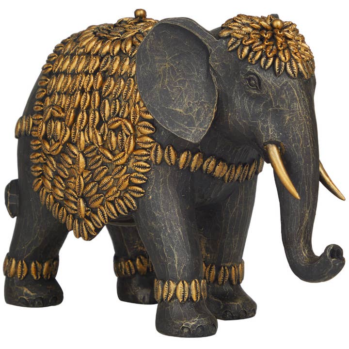A-30397: POLYSTONE ELEPHANT DECOR 5"W, 7"H for wholesale by Import Corner