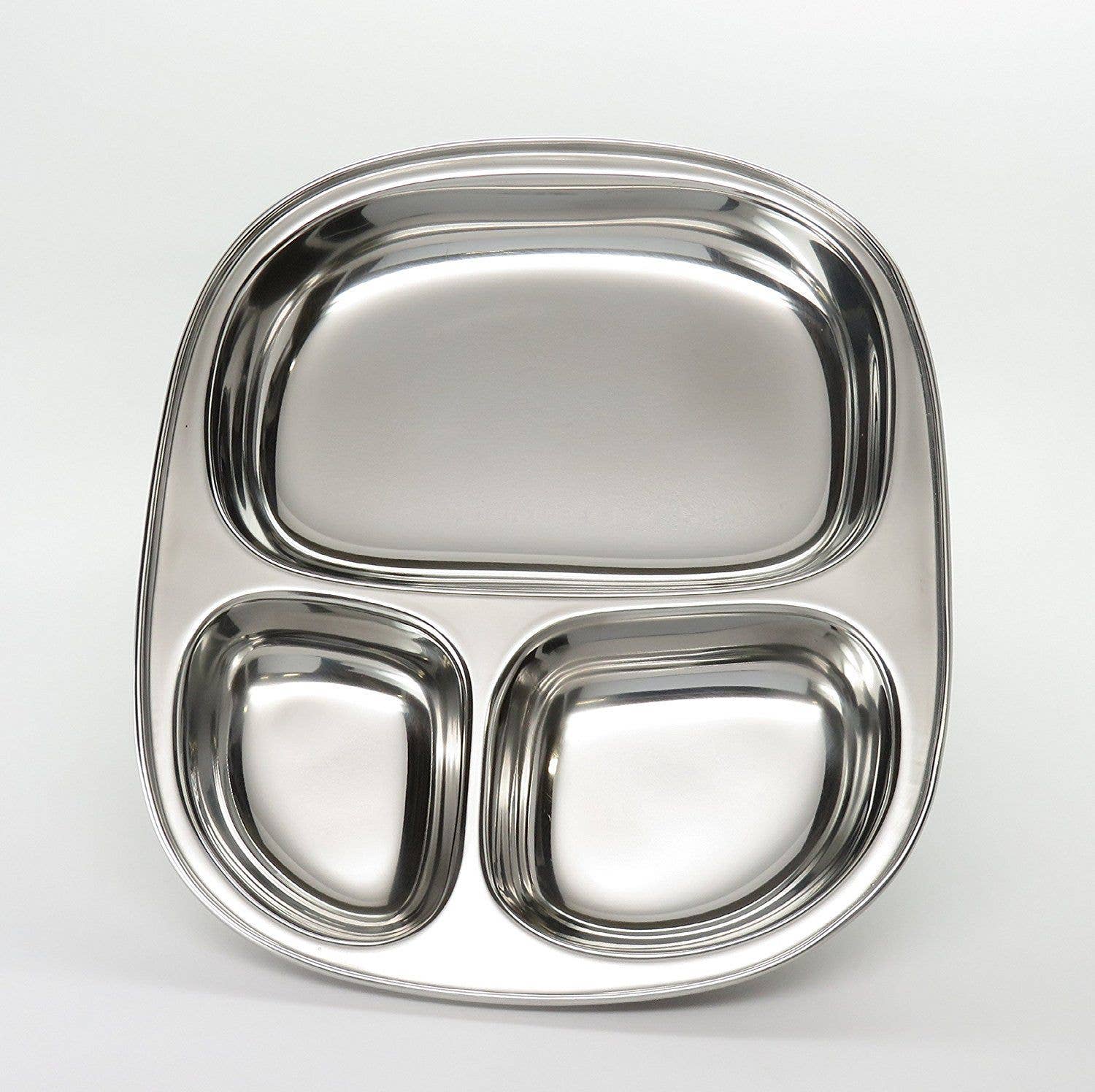 Fibre & Shoot - Wholesale Dinner Plate - Stainless steel plate - Oval (Small: 3 Compartment)0