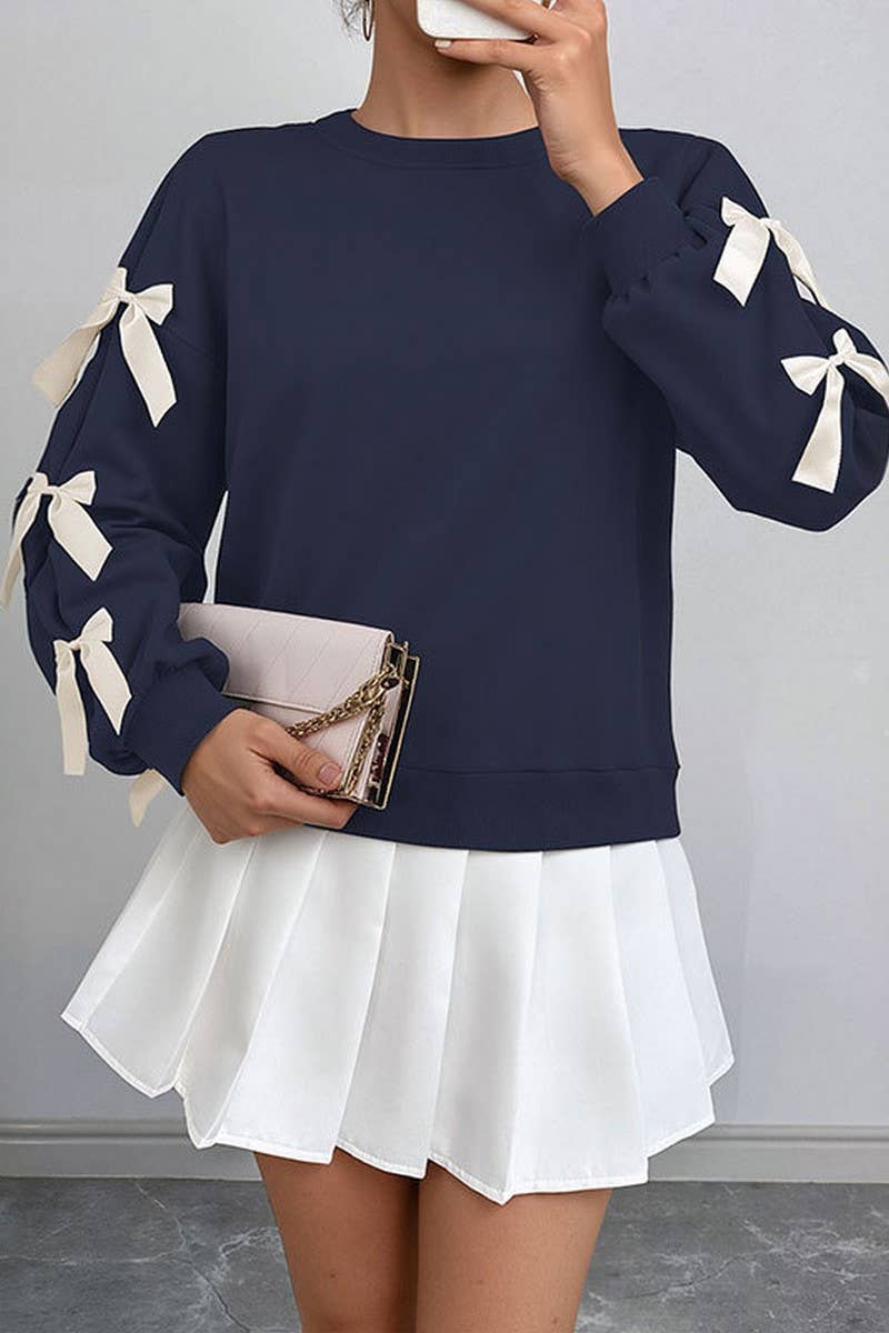 NINEXIS - Vente Chemisier – femme - CWTBLL4035_PULL DE NOËL À COL ROND AVEC NŒUD ROUGE13