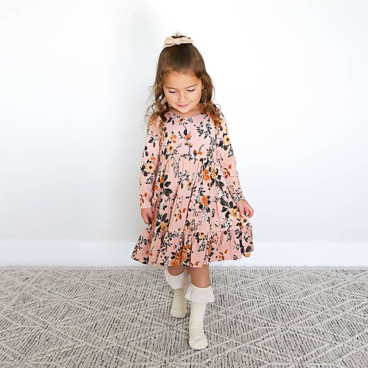 Gigi and Max – Vestido - Crianças por atacado – Vestido Flora Rosa Claro SWING de Bambu Floral em Camadas2