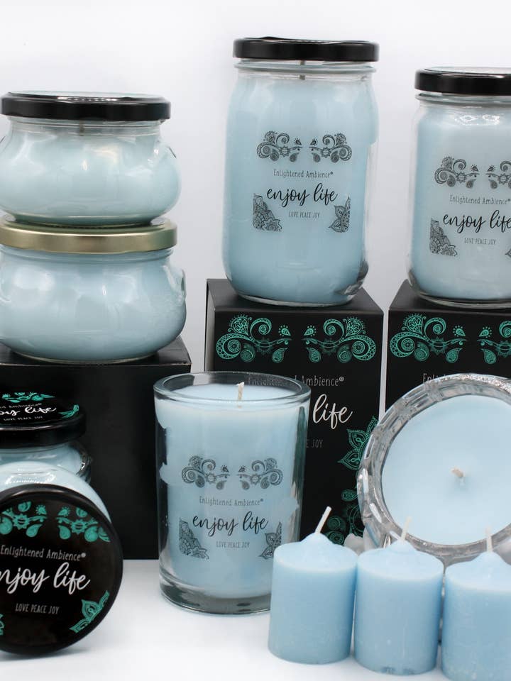 Going Coastal Scented Candles in Sea Foam Green for wholesale by Enlightened Ambience
