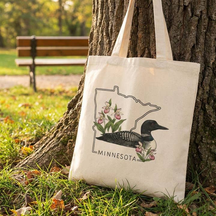 Minnesota Staatsvogel Eistaucher Leinwandtasche für den Großhandel von Wandering Owl Adventure Co.