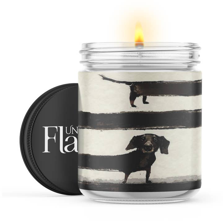 Dachshund Stripes Candle for wholesale by Uncommon Flame