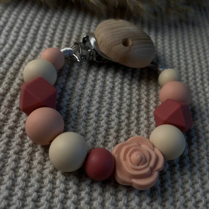 Prendedor de chupeta em tons de rosa sem nome por atacado de Baby Jewellery