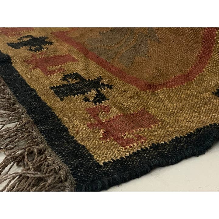 2 x 12 Ft - Jute\Wool Handwoven Kilim Runner, Rug\Carpet. for wholesale by Rugs Boutique