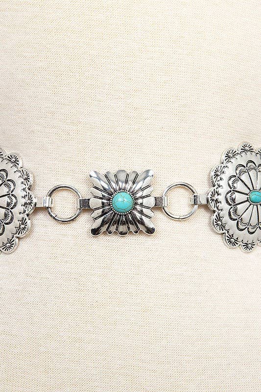 Andrea Bijoux – wholesale Belt – Women's – ROUND SQUARE METAL ETCHED BELT1