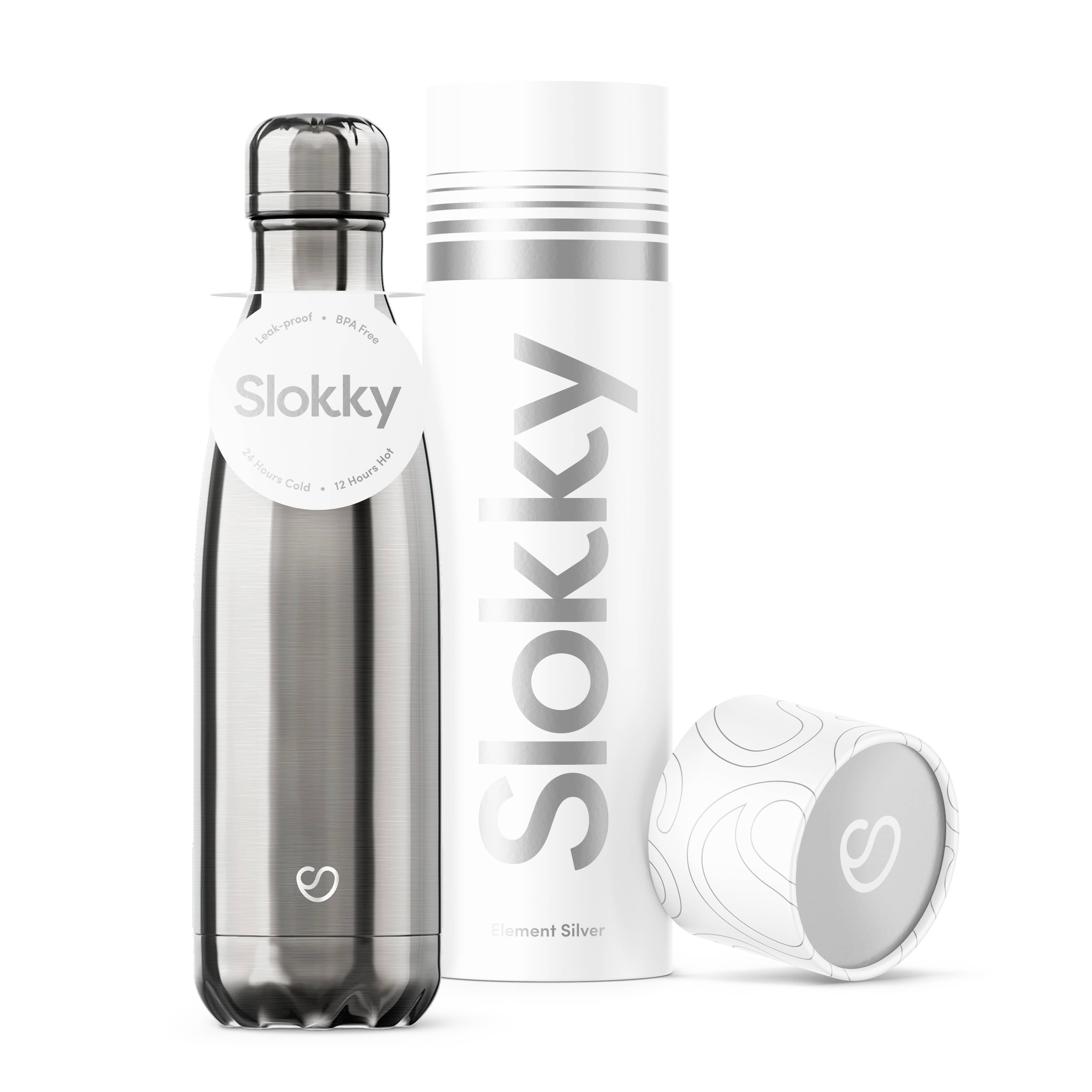 Slokky – Garrafa de água por atacado – Garrafa térmica e garrafa de bebida Element Silver - 500ml4