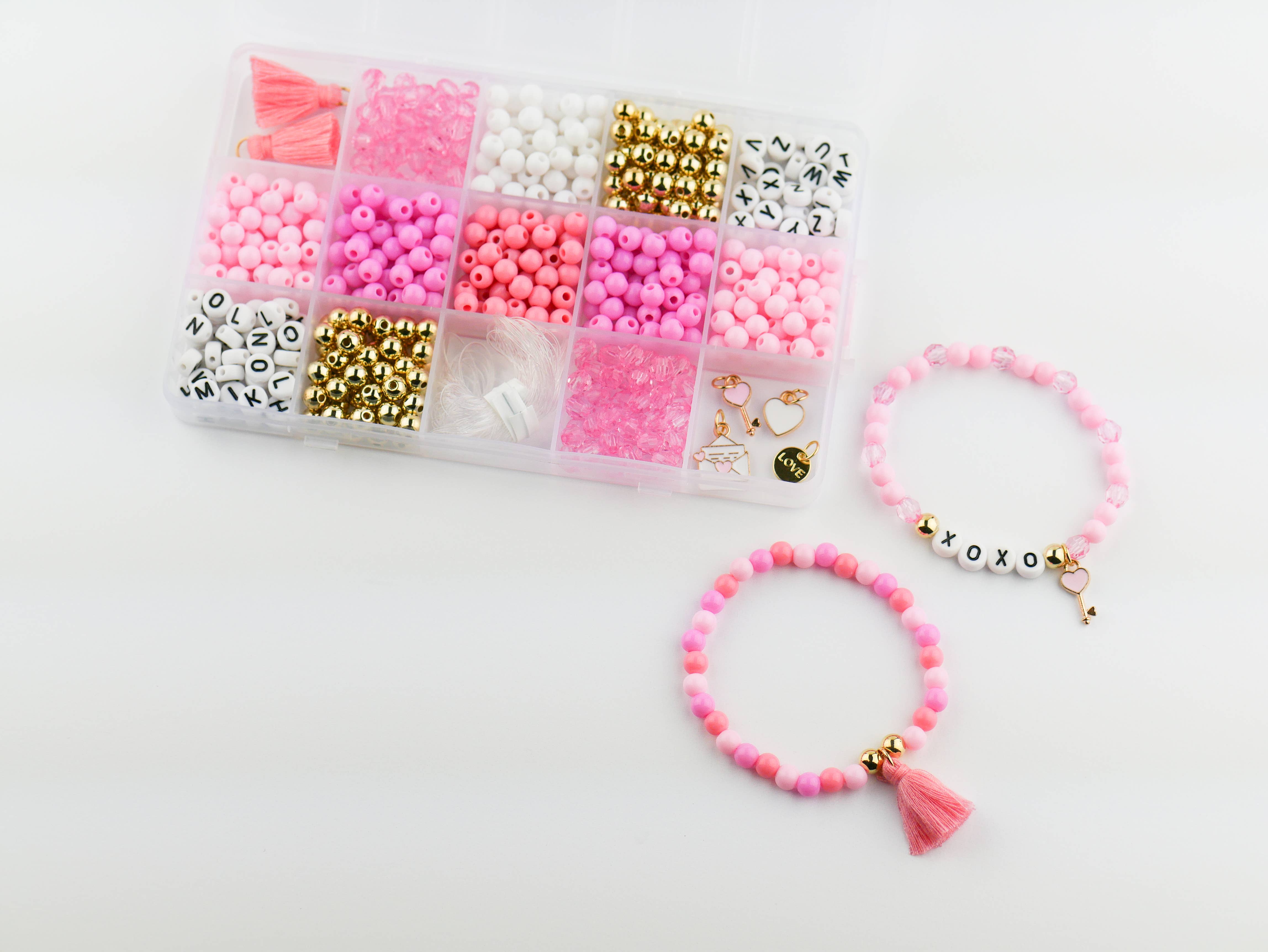 Stacked Sweetly - Wholesale DIY Craft Kit - I love You DIY Stretchy Bracelet Craft Kit3