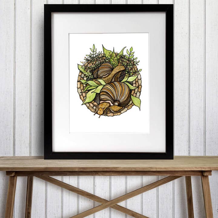 Aquarelle « Jardin d'escargots » : Impression d'art pour la vente par PinkPolish Design