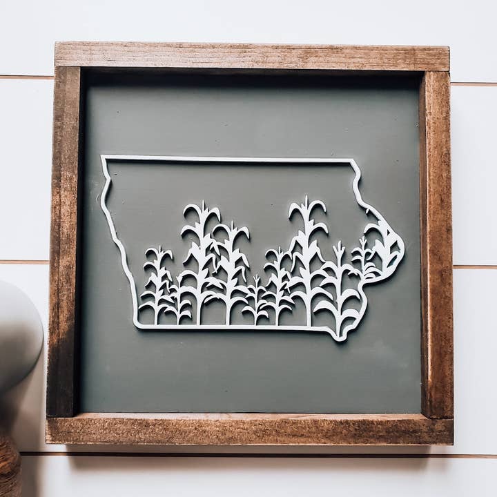 Iowa Corn Stalk tecken med 3D Cutout för wholesale av The Farmer's Wife