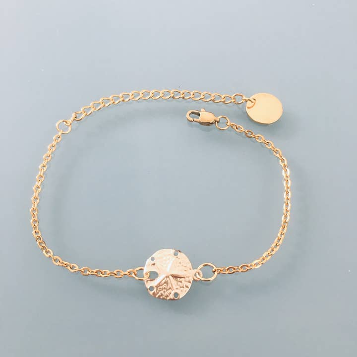 Clovers - Vendita all'ingrosso Braccialetto con ciondolo/pendente - Bracciale rigido con dollaro sabbia placcato oro 24k