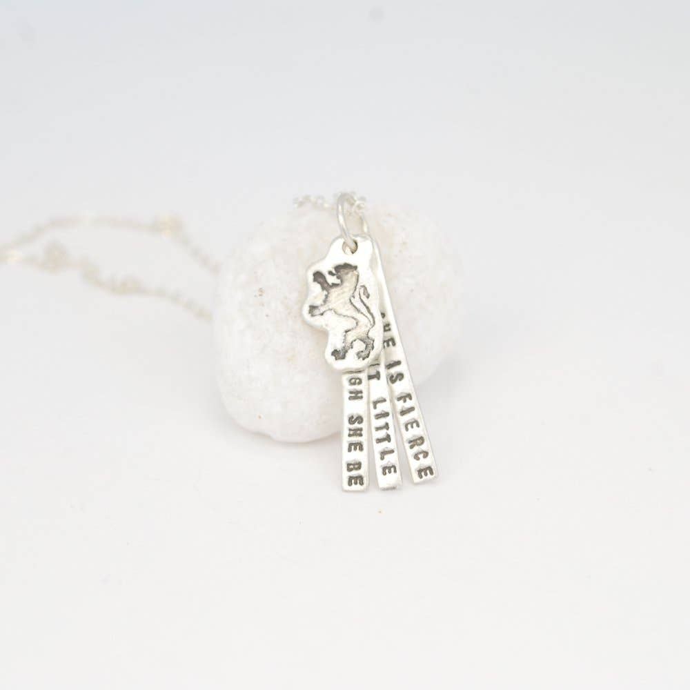 Chocolate and Steel - Wholesale Pendant/Charm Necklace - And though she be but little she is fierce - Shakespeare quote necklace5