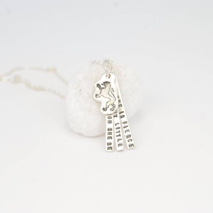 Chocolate and Steel - Wholesale Pendant/Charm Necklace - And though she be but little she is fierce - Shakespeare quote necklace5