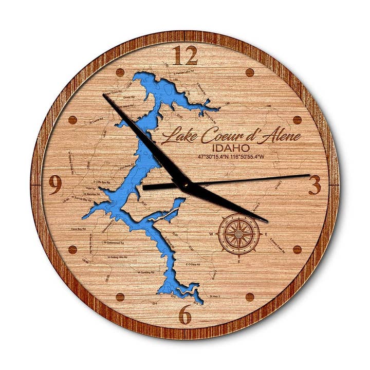 Decoração de Parede com Mapa de Profundidade do Lago Coeur D'Alene por atacado de Premier Gifts and More