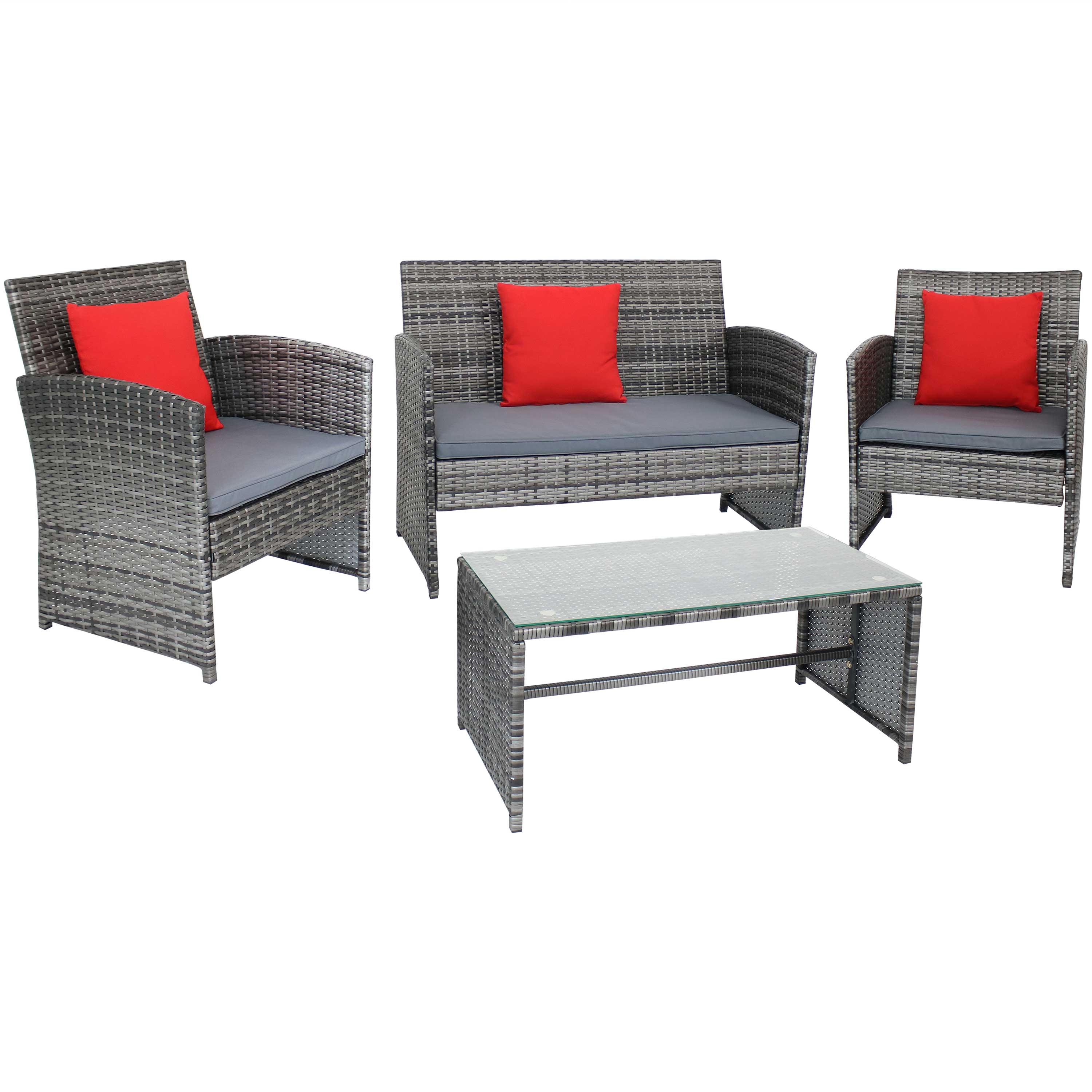 Sunnydaze Decor - Wholesale Patio Set - Ardfield Rattan 4-Piece Patio Furniture Set - Mixed Gray1