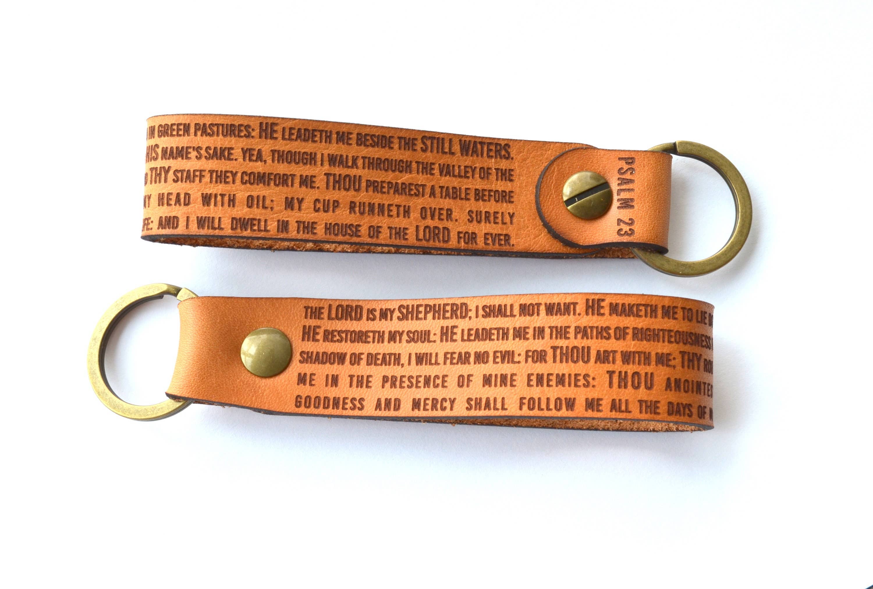 New Market Farmhouse - Wholesale Keychain - Unisex - Psalms 23 Leather Keychain4