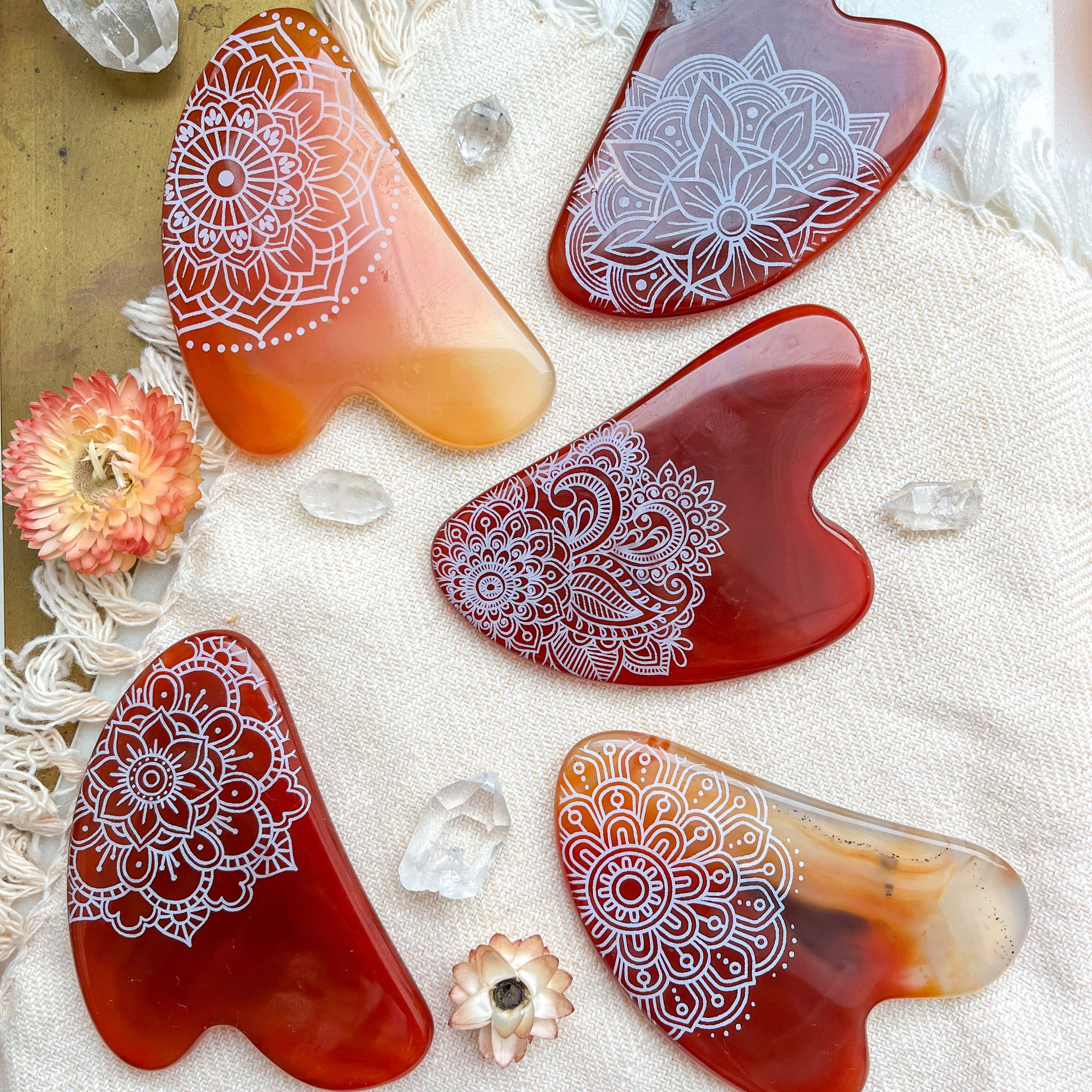 Fractalista Designs - Wholesale Gua Sha Tool - Agate Carnelian Gua Sha Stone Facial Massage Wand Spa Gift1