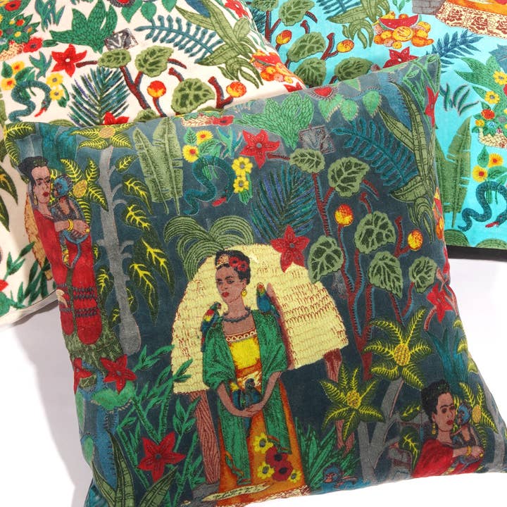 Frida Cotton Velvet Cushion Cover- Floral Printed for wholesale by Linen Connections