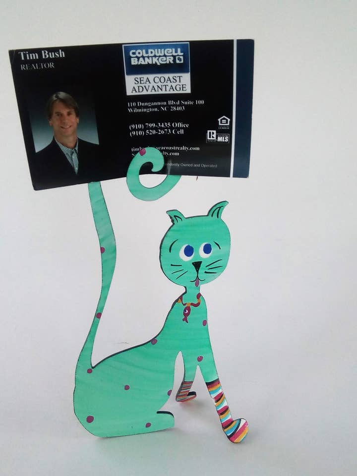 Cat In Socks Hand Painted Steel Sculpture Sitting Cat for wholesale by Octopus Adventure by Rebecca Duffy Bush