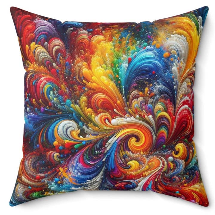 Cojín Decorativo con Remolino de Arcoíris Colorido para Sofá, Cama | EE.UU. para venta al por mayor de Ohhh So Swag