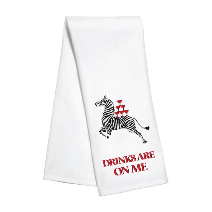 Kitchen Towel - Drinks on Me Red Zebra for wholesale by Toss Designs