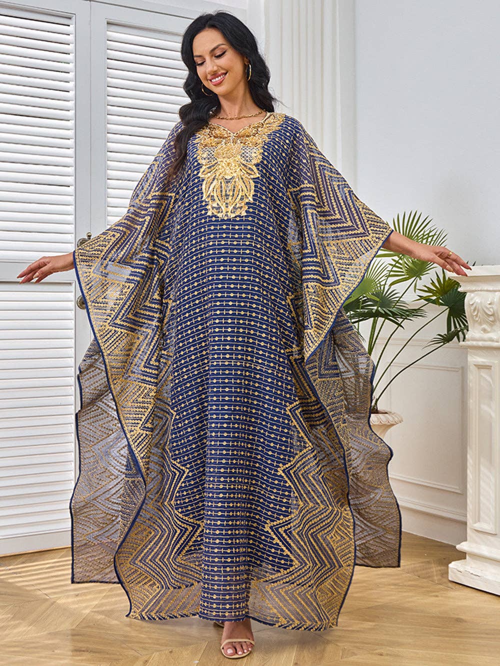 Blue 2025 NEW Dubai Abaya Dress Embroidered Elegance for wholesale on Faire8