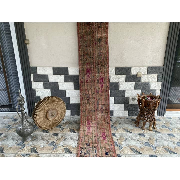 Vintage Patchwork Handwoven Runner Rug – 1.6 x 11 ft for wholesale by Oushak Rugs