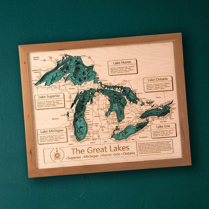 Votre lac ici | Carte 3D en bois pour la vente par Lake Art