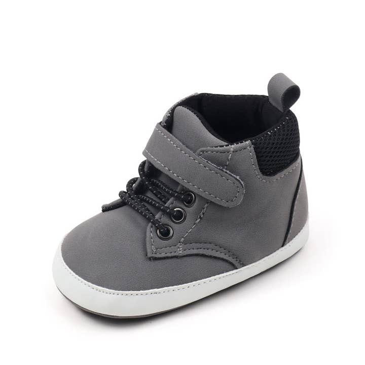 Kids Charm Online - Wholesale Lifestyle Sneakers - Kids - Gray cute boy baby shoes w/ velcro. MY3192-G1