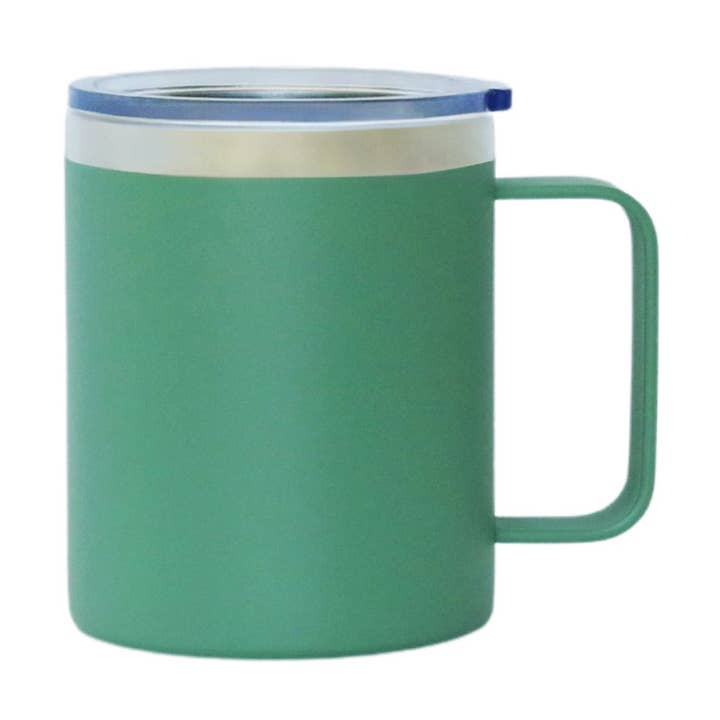 12 Oz Stainless Steel Travel Mug with Handle - Green for wholesale by Creative Gifts International Inc.