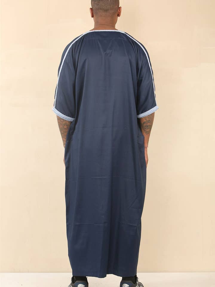 Blauw Blauwe Marokkaanse Thobe Jubba Gewaad Eid Djellaba Gandoura voor Mannen voor groothandel op Faire