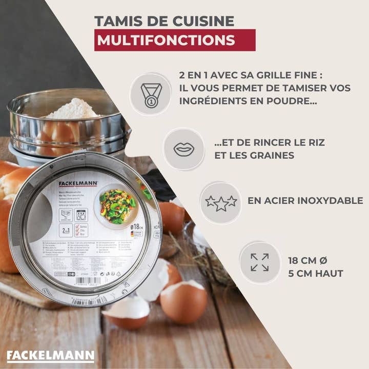Zenker - Wholesale Sifter - Fackelmann Basic extra fine stainless steel kitchen sieve 18 cm in diameter
